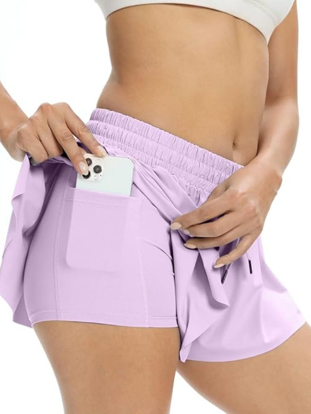 Purple Flowy Athletic Shorts Gym Yoga Workout Running